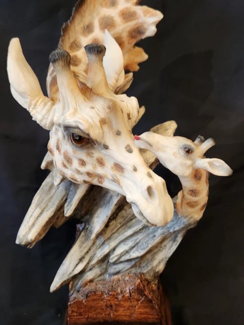 Homeview Designs Giraffe Mother & Baby Bust Statue 15" Wildlife Safari Decor